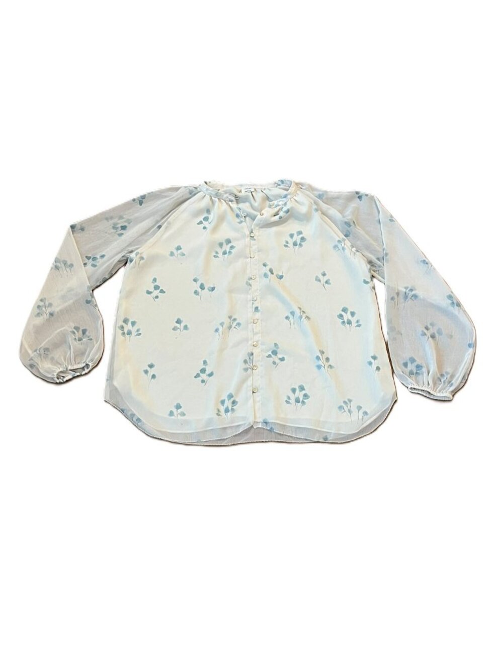 Aritzia Wilfred Blouse Floral Button Up Chiffon Oversized Size XS